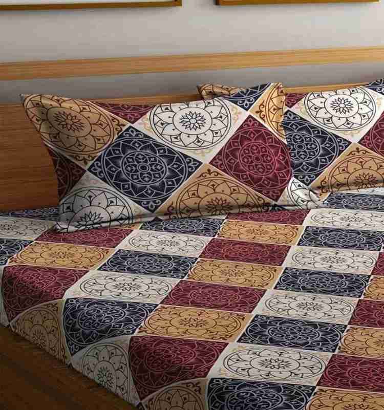 Floral Printed Cotton Bed Sheet with 2 Pillow Covers