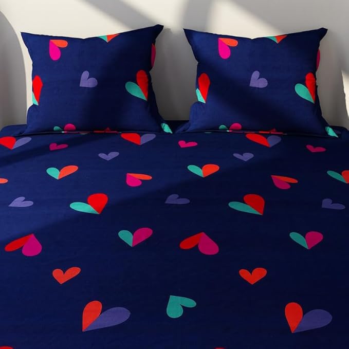 Floral Printed Cotton Bed Sheet with 2 Pillow Covers
