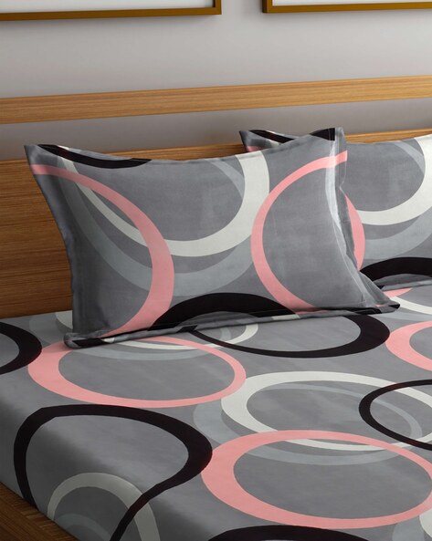 Floral Printed Cotton Bed Sheet with 2 Pillow Covers