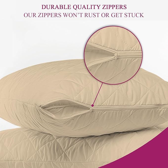Solid Cotton Pillow Cover with Zipper Closure