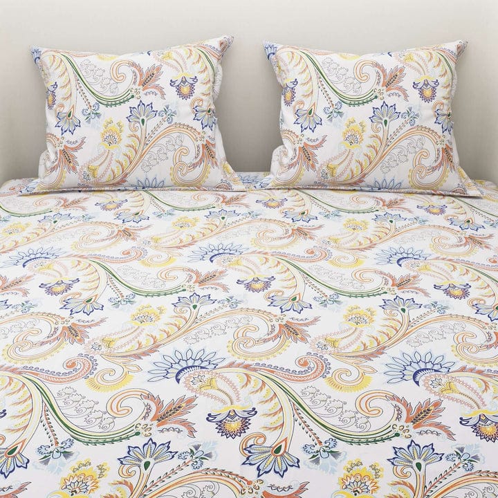 Floral Printed Cotton Bed Sheet with 2 Pillow Covers
