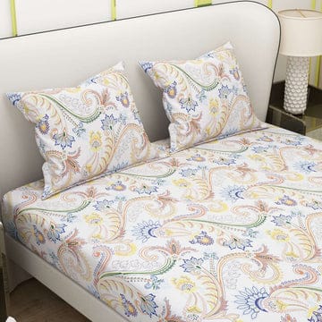 Floral Printed Cotton Bed Sheet with 2 Pillow Covers