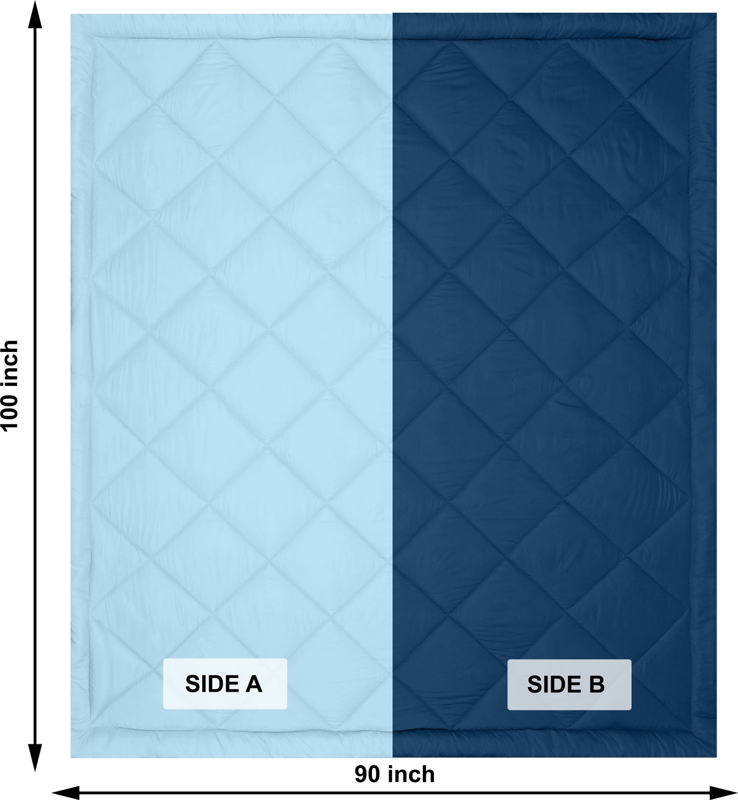 Solid Single Quilt for Heavy Winter (Microfiber, NAVY BLUE & SKY BLUE)