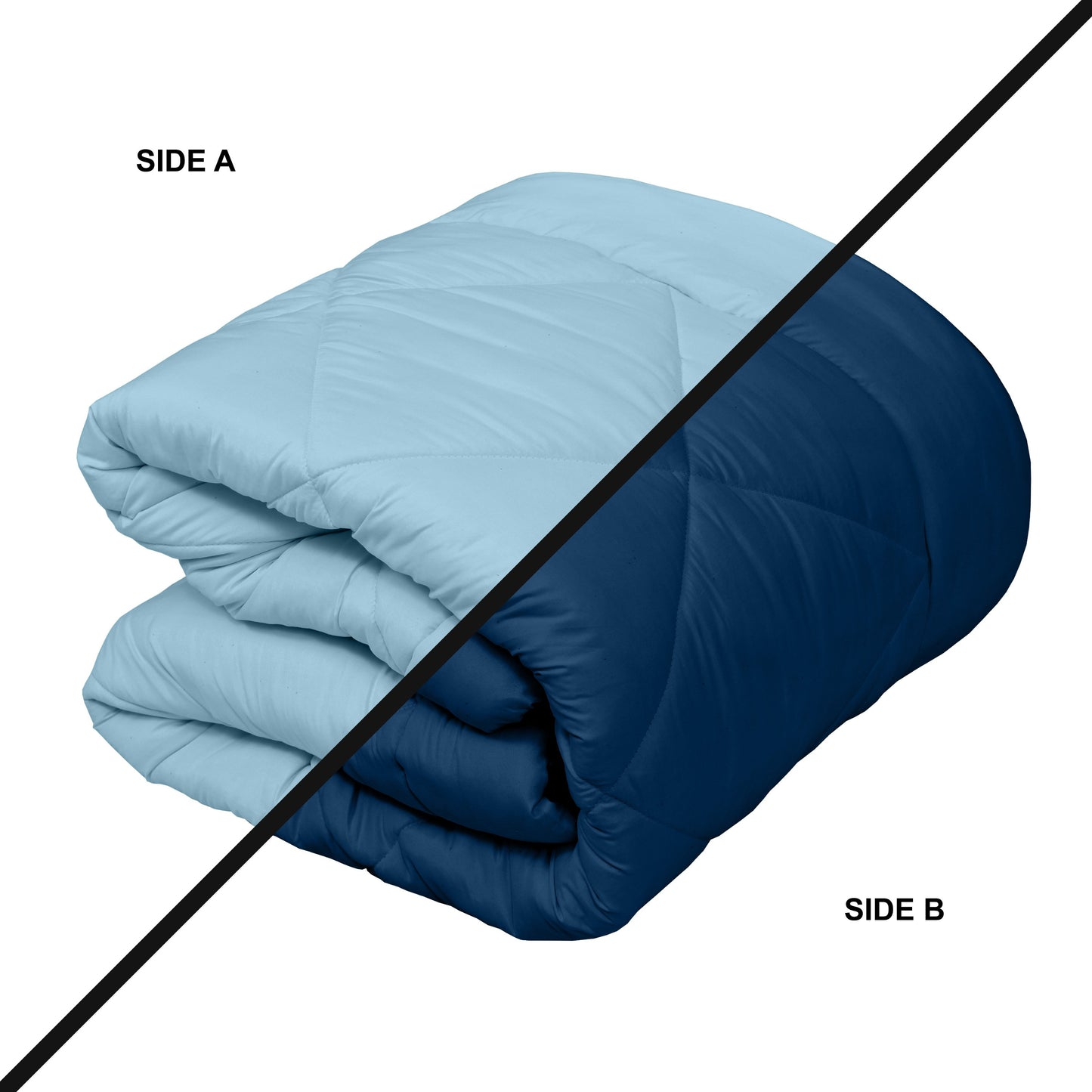 Solid Single Quilt for Heavy Winter (Microfiber, NAVY BLUE & SKY BLUE)