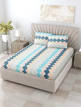 Floral Printed Cotton Bed Sheet with 2 Pillow Covers