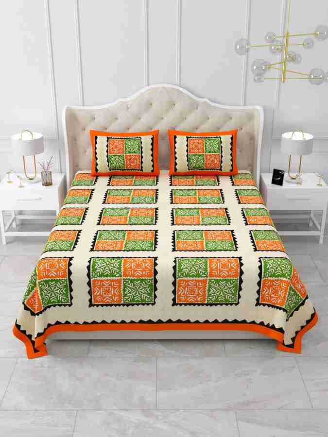 Cotton Printed Bed Sheet with 2 Pillow Covers
