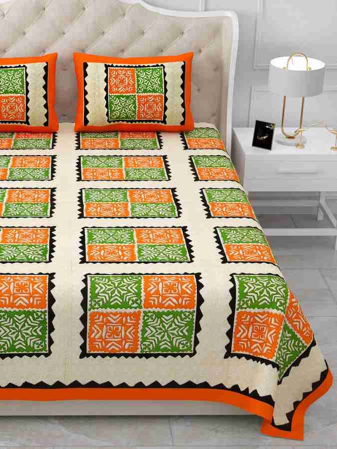Cotton Printed Bed Sheet with 2 Pillow Covers