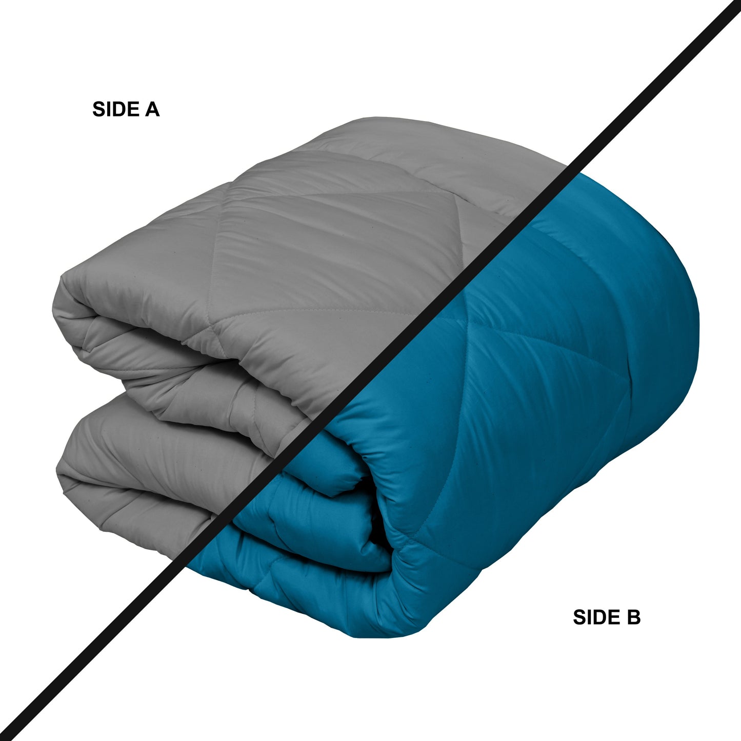 Solid Single Quilt for Heavy Winter (Microfiber, PETROL BLUE & GREY)