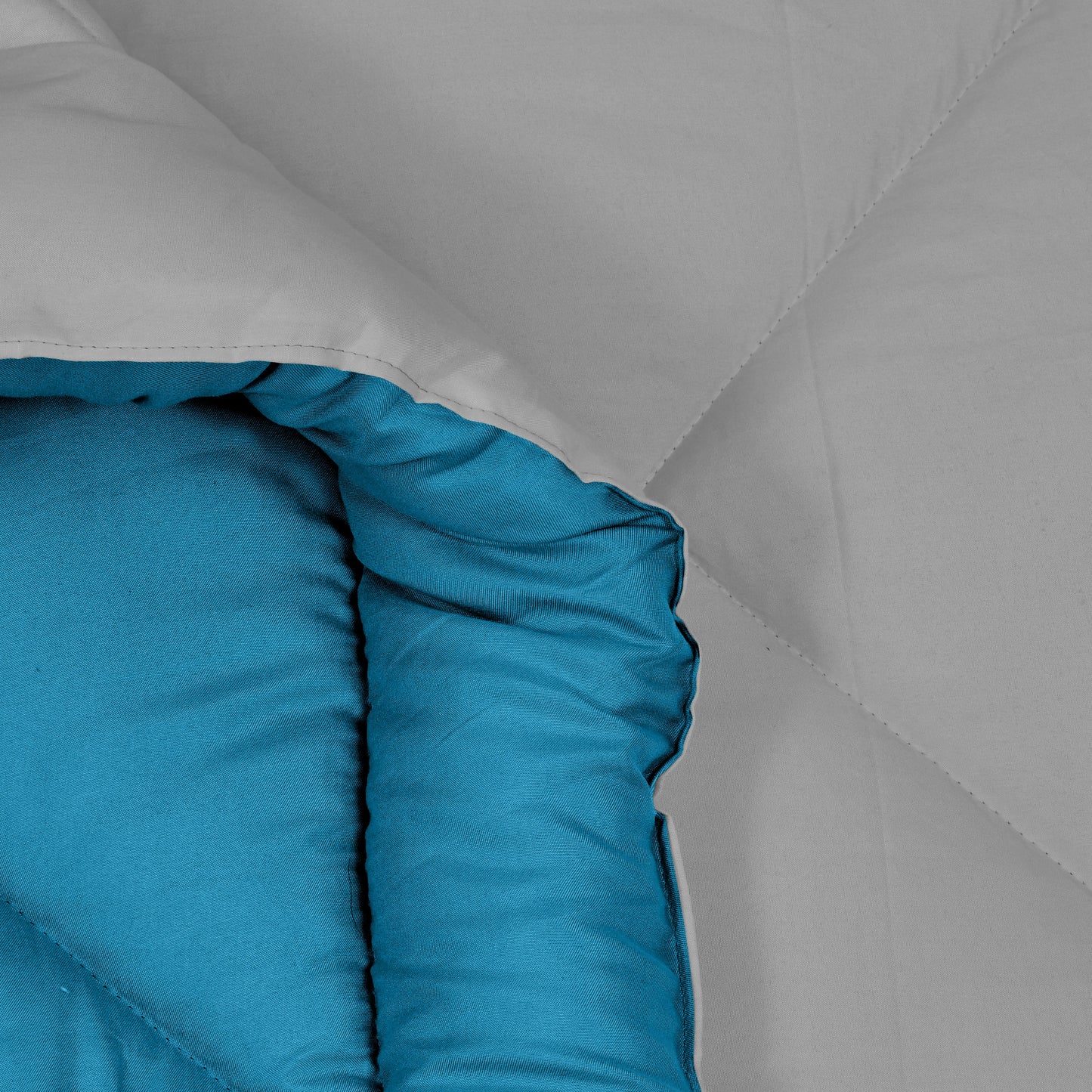 Solid Single Quilt for Heavy Winter (Microfiber, PETROL BLUE & GREY)