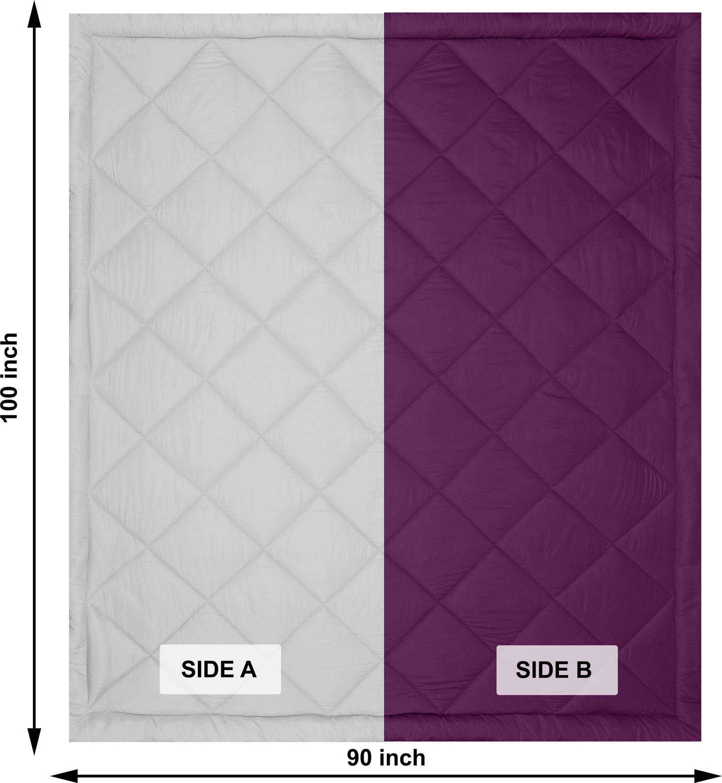 Solid Single Quilt for Heavy Winter (Microfiber, PURPLE & GREY)