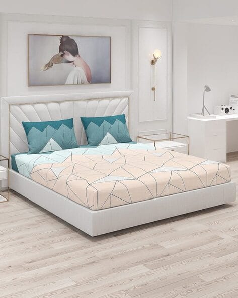 Floral Printed Cotton Bed Sheet with 2 Pillow Covers