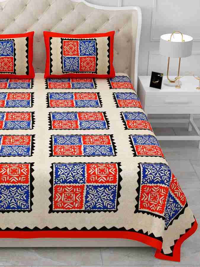 Cotton Printed Bed Sheet with 2 Pillow Covers