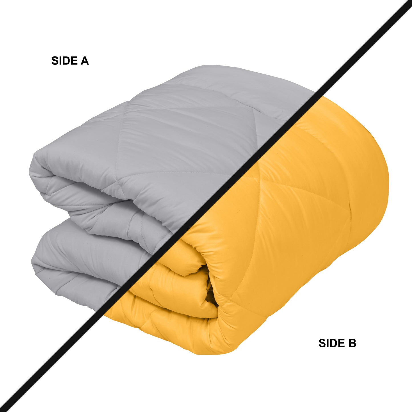 Solid Single Quilt for Heavy Winter (Microfiber, YELLOW & GREY)