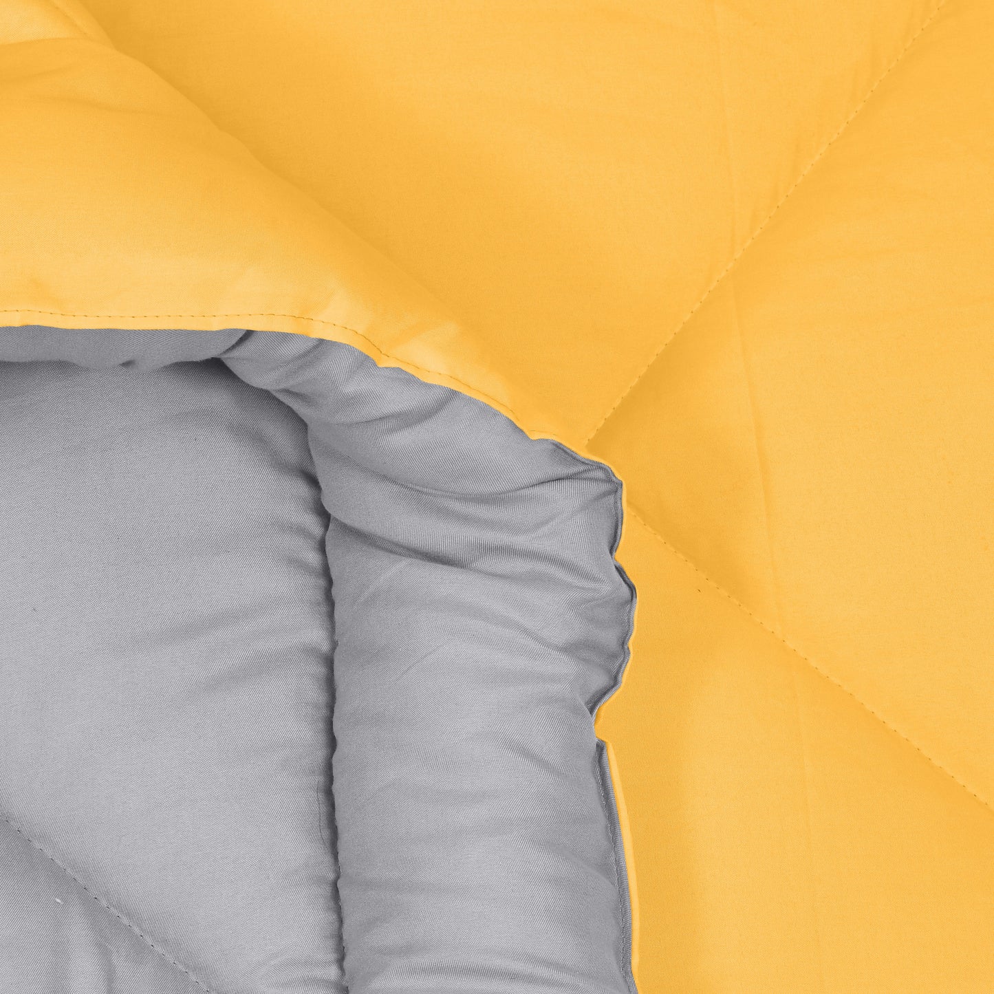 Solid Single Quilt for Heavy Winter (Microfiber, YELLOW & GREY)
