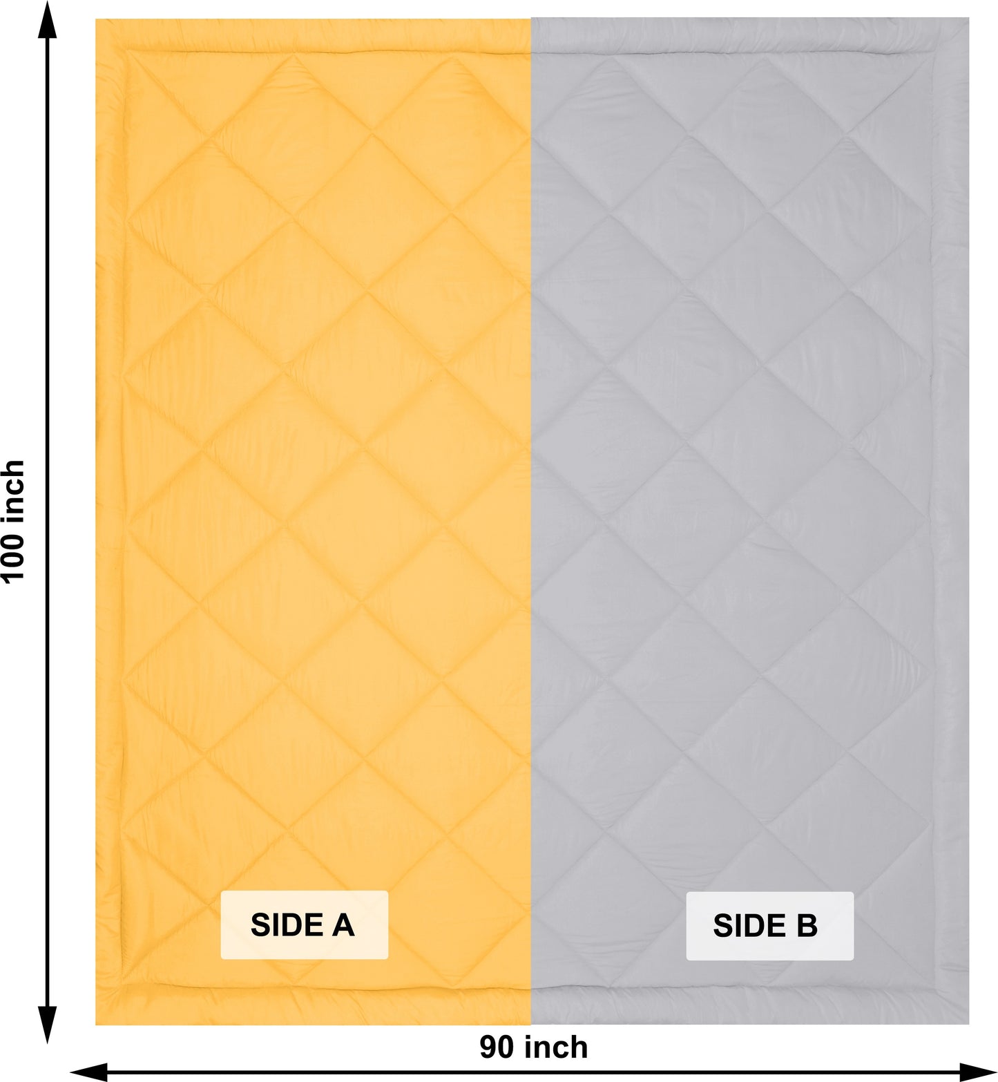 Solid Single Quilt for Heavy Winter (Microfiber, YELLOW & GREY)