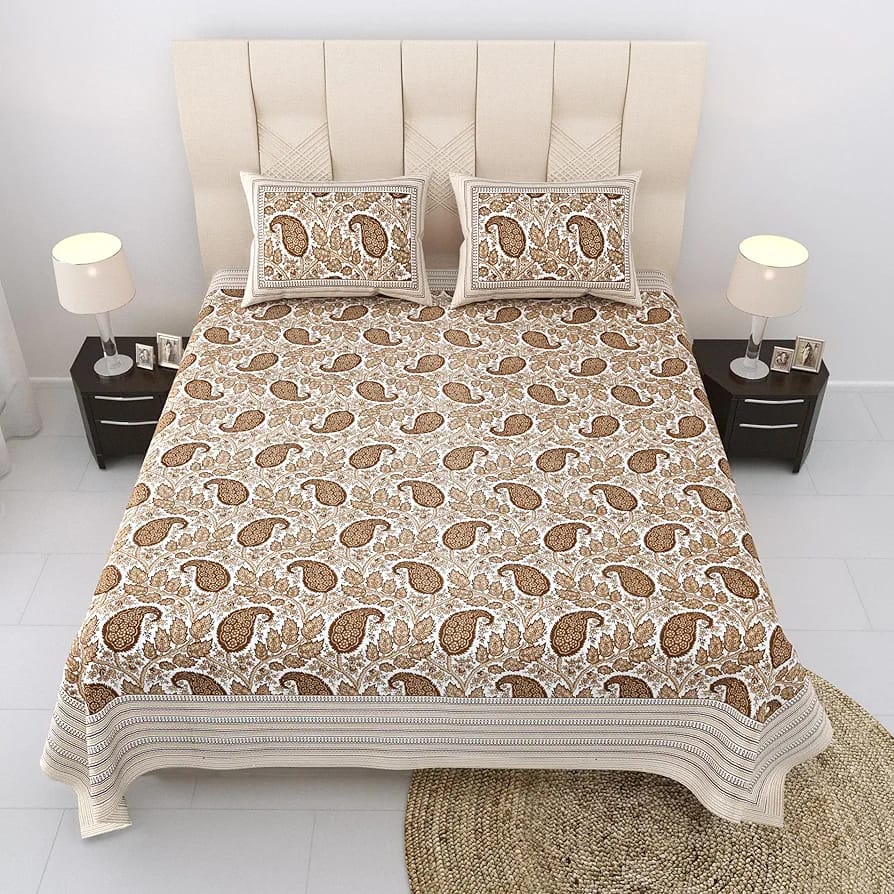 Cotton Printed Bed Sheet with 2 Pillow Covers