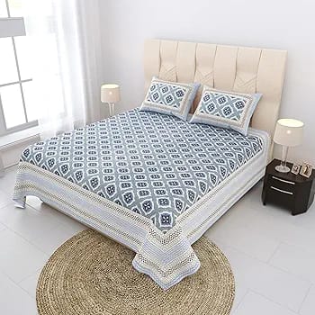 Cotton Printed Bed Sheet with 2 Pillow Covers