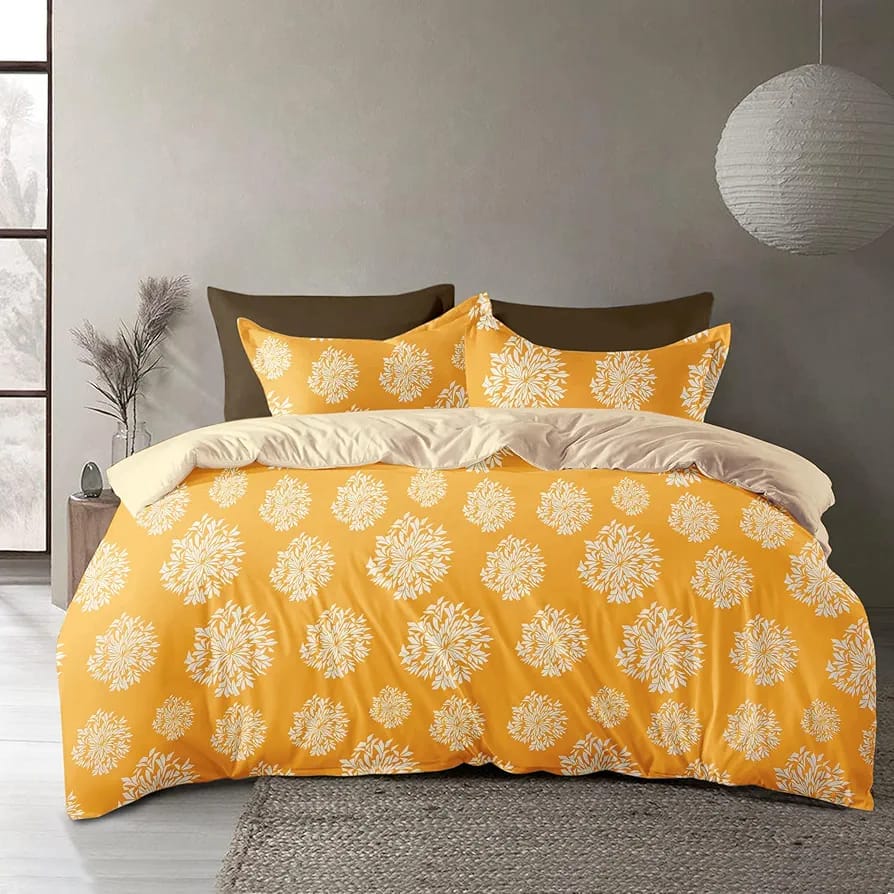 Solid Striped Cotton Bed Sheet with 2 Pillow Covers