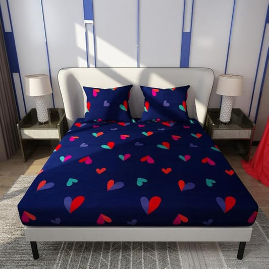 Floral Printed Cotton Bed Sheet with 2 Pillow Covers