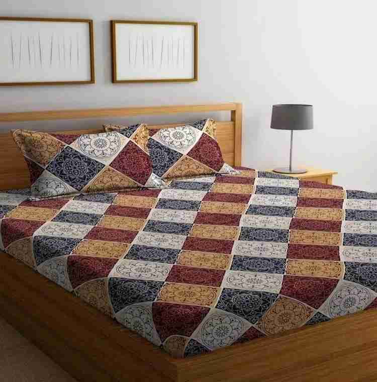 Floral Printed Cotton Bed Sheet with 2 Pillow Covers