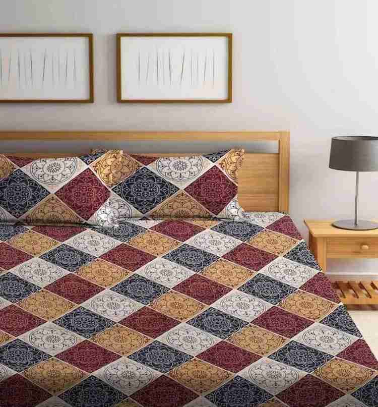 Floral Printed Cotton Bed Sheet with 2 Pillow Covers