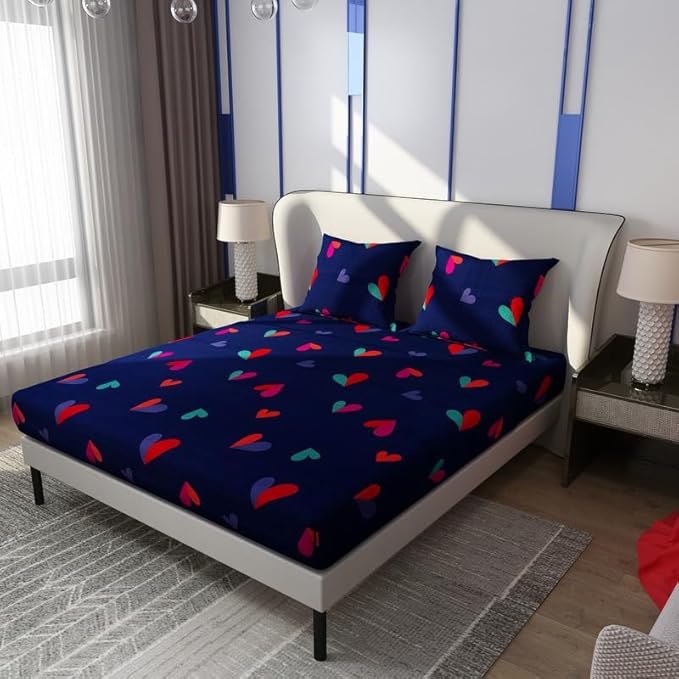 Floral Printed Cotton Bed Sheet with 2 Pillow Covers