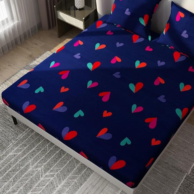 Floral Printed Cotton Bed Sheet with 2 Pillow Covers