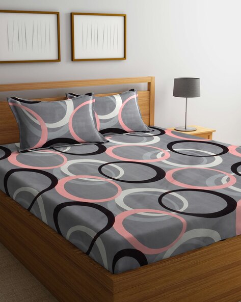 Floral Printed Cotton Bed Sheet with 2 Pillow Covers