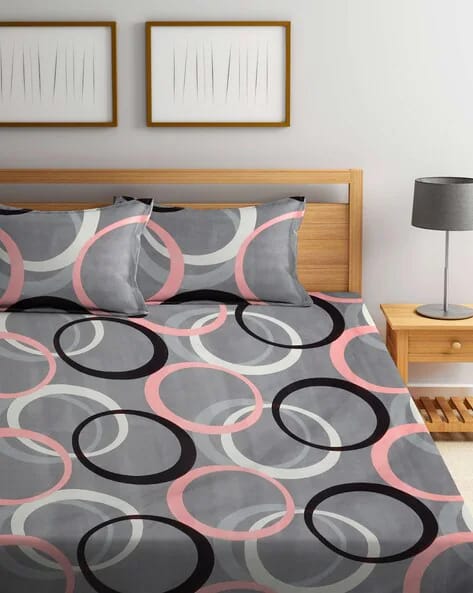 Floral Printed Cotton Bed Sheet with 2 Pillow Covers