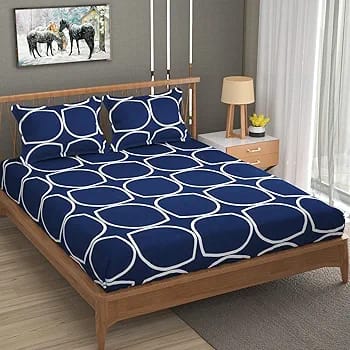 Floral Printed Cotton Bed Sheet with 2 Pillow Covers