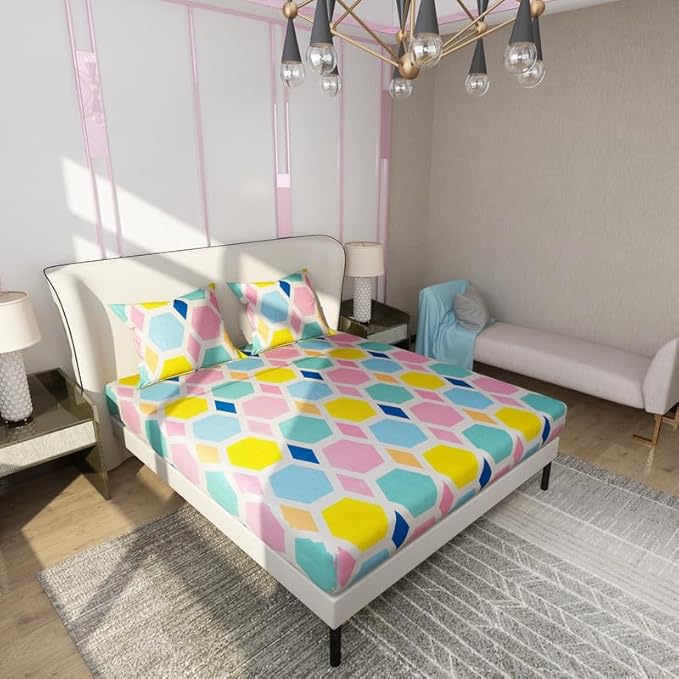 Floral Printed Cotton Bed Sheet with 2 Pillow Covers