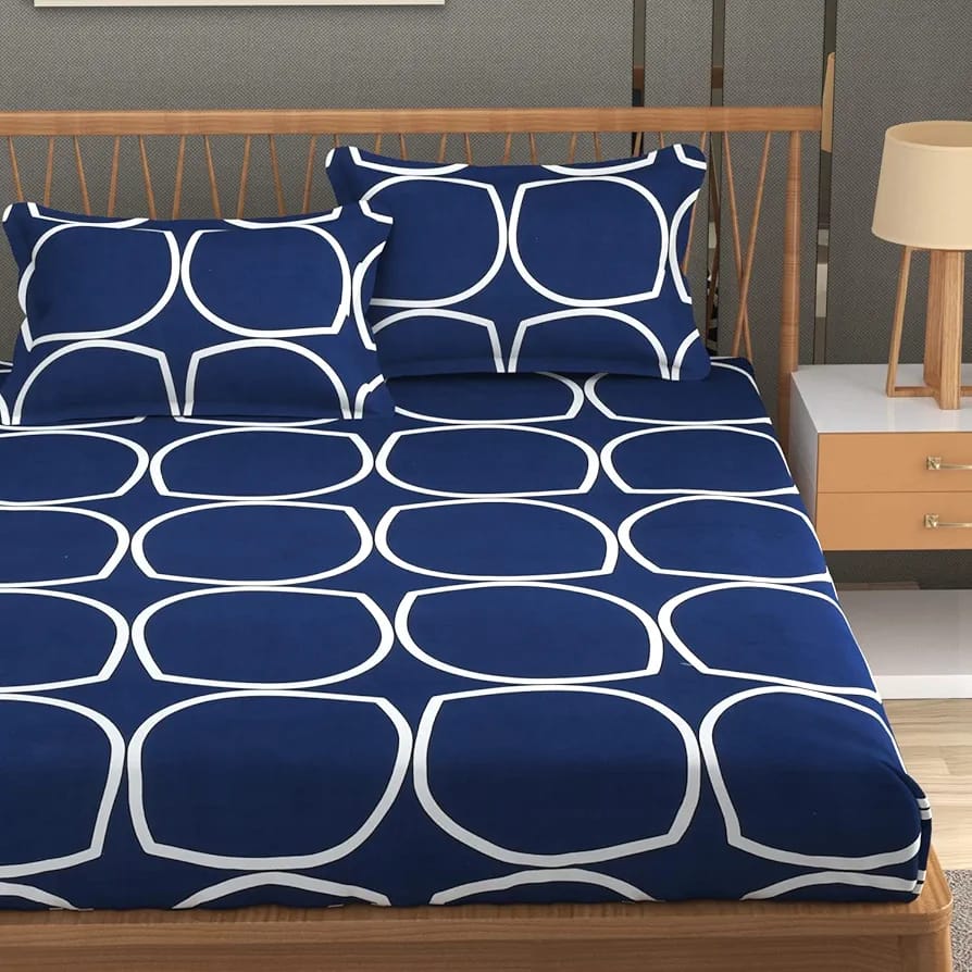 Floral Printed Cotton Bed Sheet with 2 Pillow Covers
