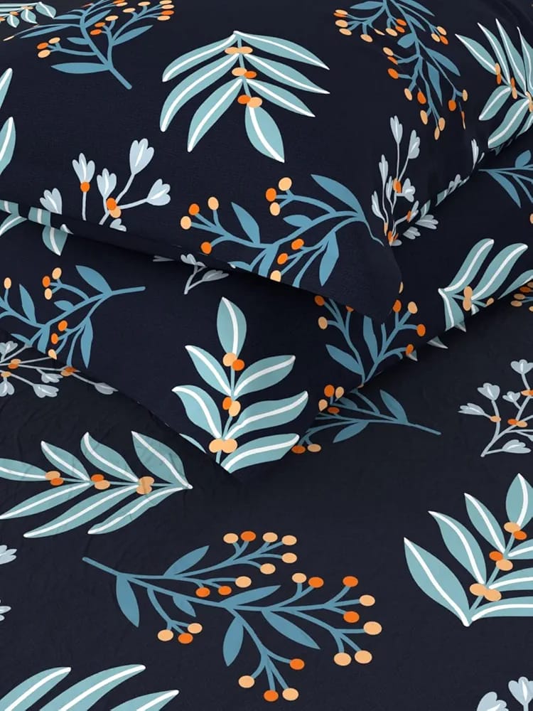 Floral Printed Cotton Bed Sheet with 2 Pillow Covers