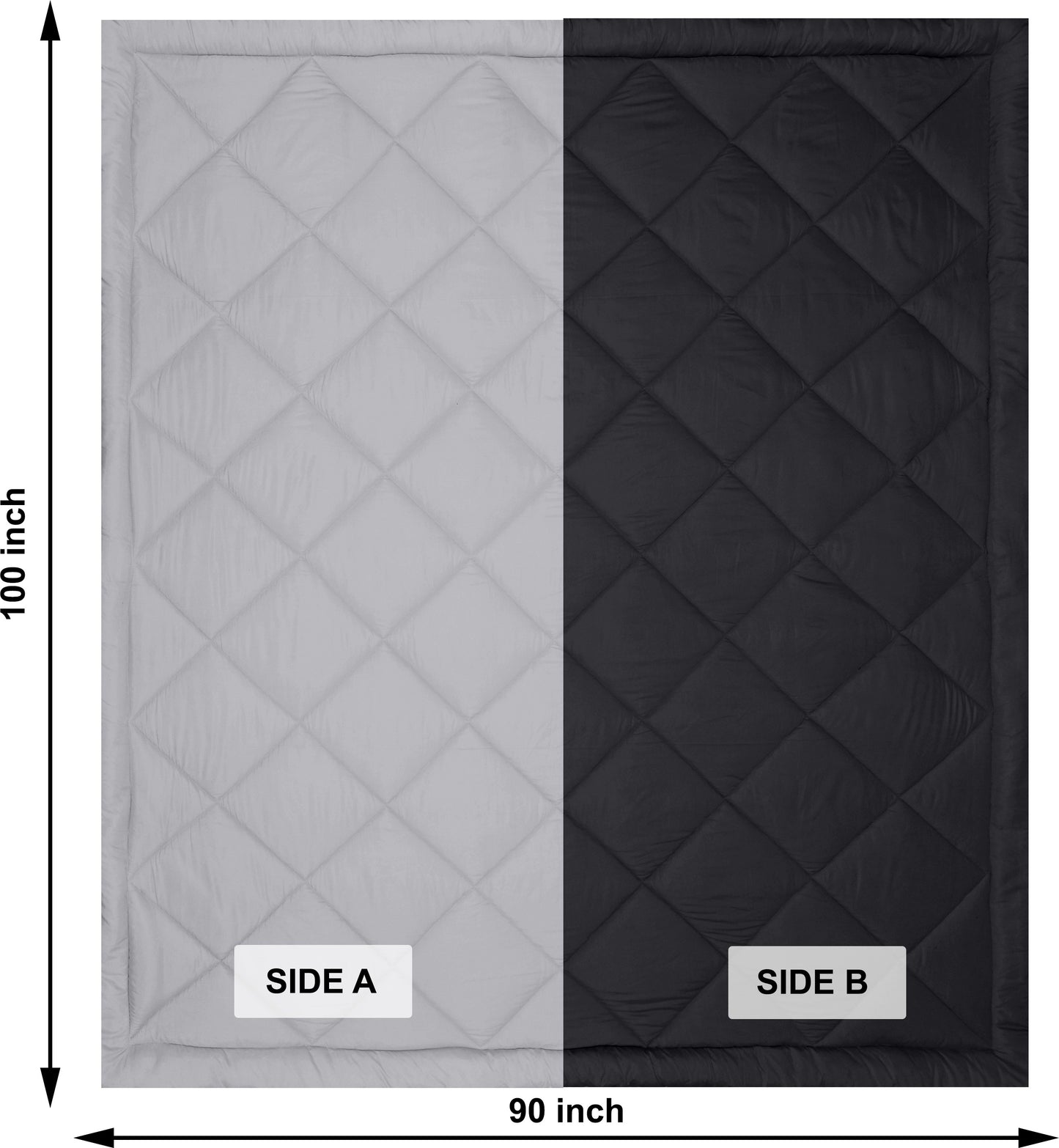 Comfowell Solid Single Quilt for Heavy Winter  (Microfiber, BLACK & GREY)
