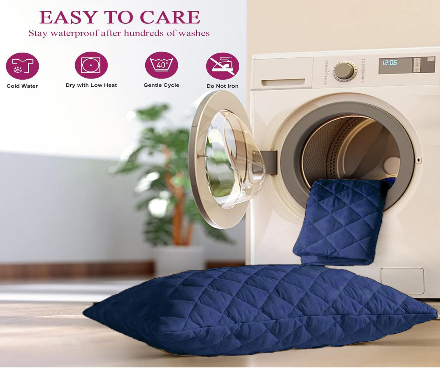 Solid Cotton Pillow Cover with Zipper Closure