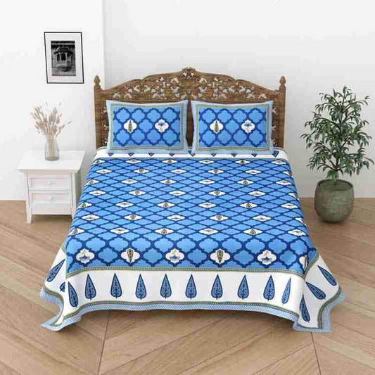 Cotton Printed  Bed Sheet with 2 Pillow Covers