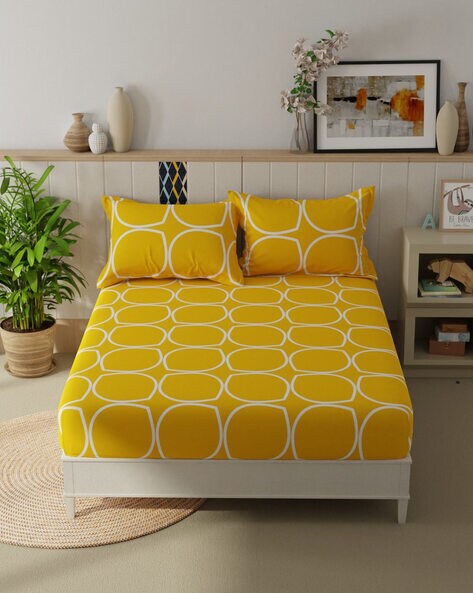 Floral Printed Cotton Bed Sheet with 2 Pillow Covers