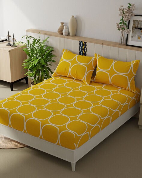 Floral Printed Cotton Bed Sheet with 2 Pillow Covers