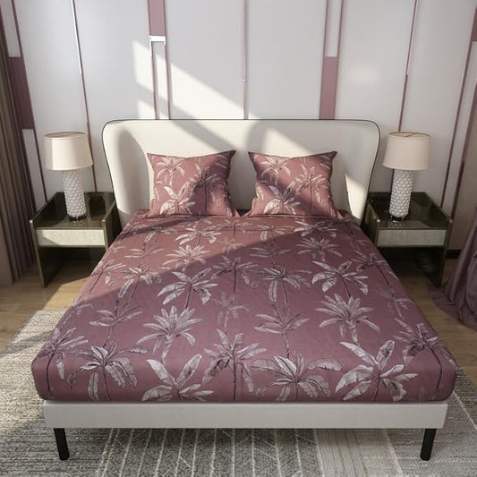 Floral Printed Cotton Bed Sheet with 2 Pillow Covers