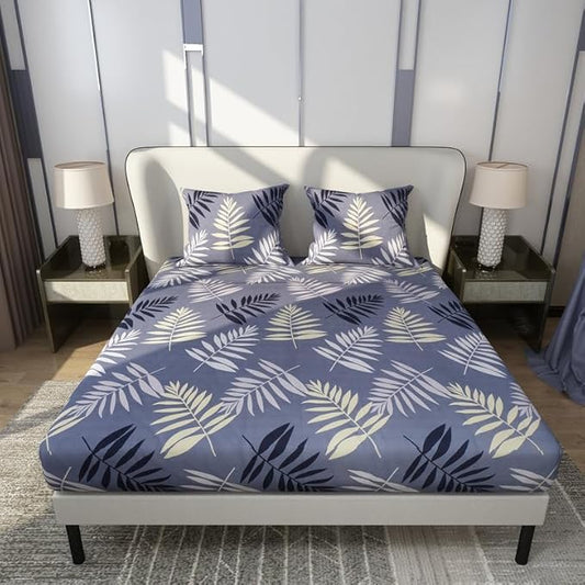 Floral Printed Cotton Bed Sheet with 2 Pillow Covers