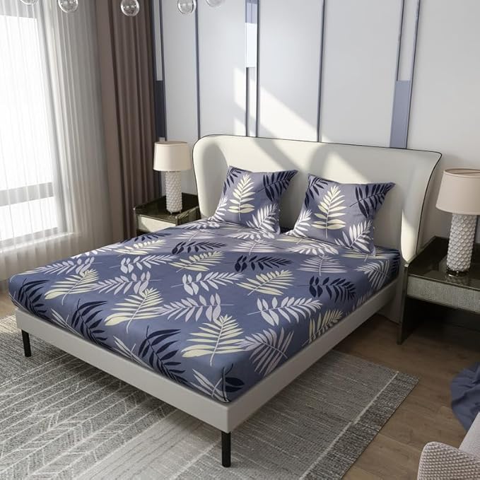Floral Printed Cotton Bed Sheet with 2 Pillow Covers