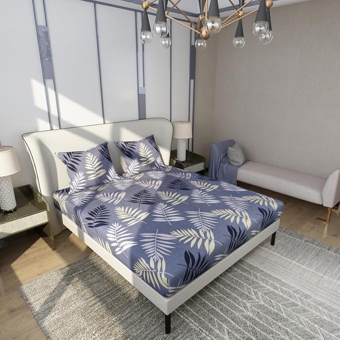 Floral Printed Cotton Bed Sheet with 2 Pillow Covers
