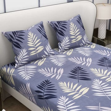 Floral Printed Cotton Bed Sheet with 2 Pillow Covers