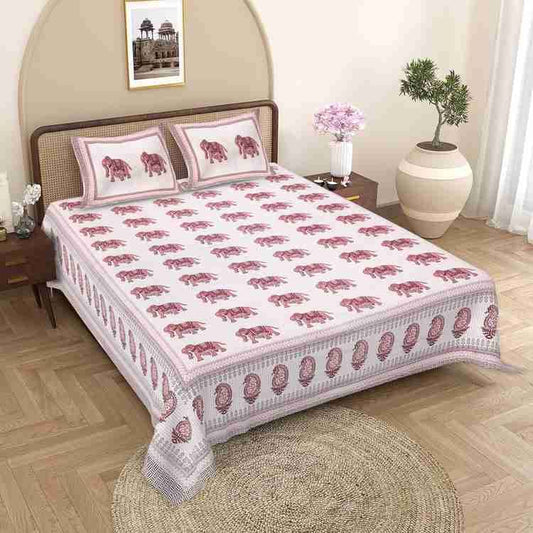 Cotton Printed  Bed Sheet with 2 Pillow Covers
