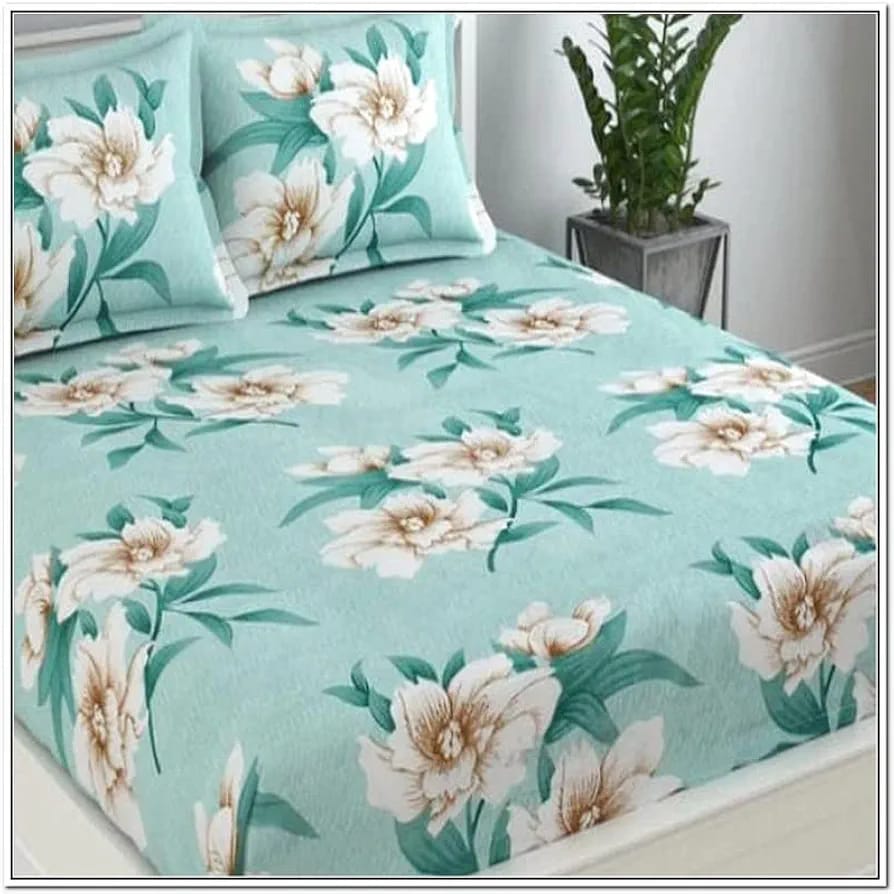 Floral Printed Cotton Bed Sheet with 2 Pillow Covers