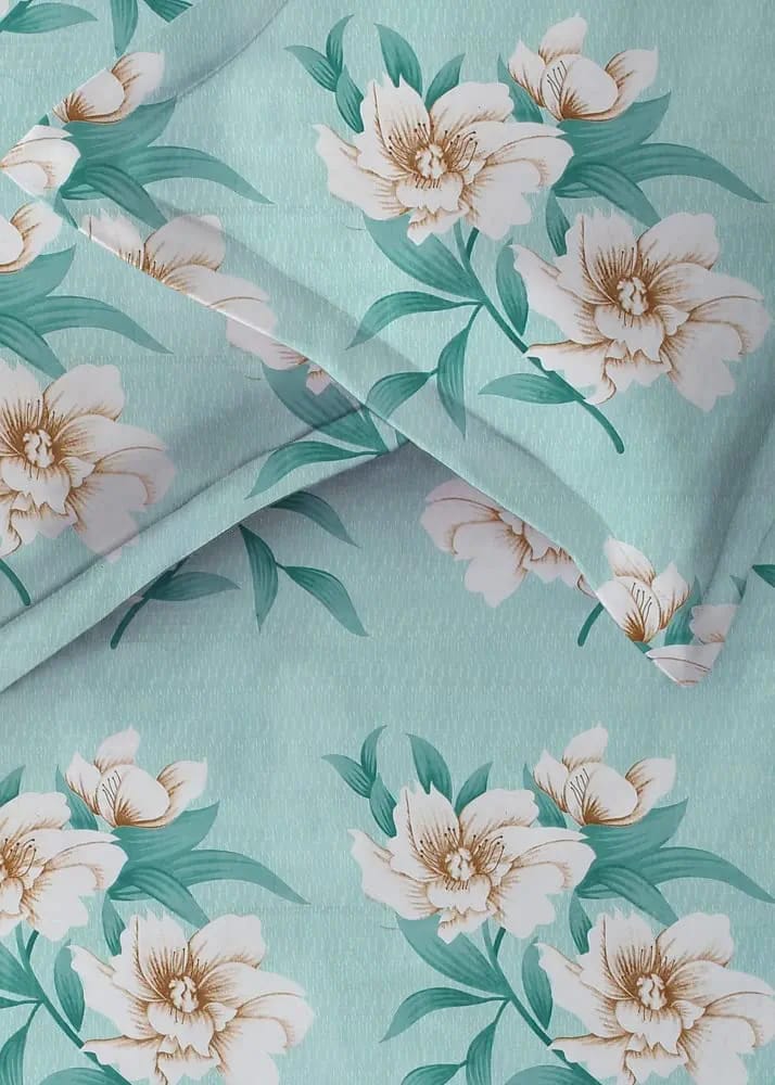 Floral Printed Cotton Bed Sheet with 2 Pillow Covers
