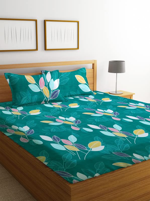 Floral Printed Cotton Bed Sheet with 2 Pillow Covers