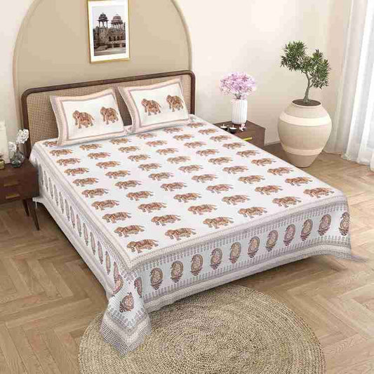 Cotton Printed  Bed Sheet with 2 Pillow Covers