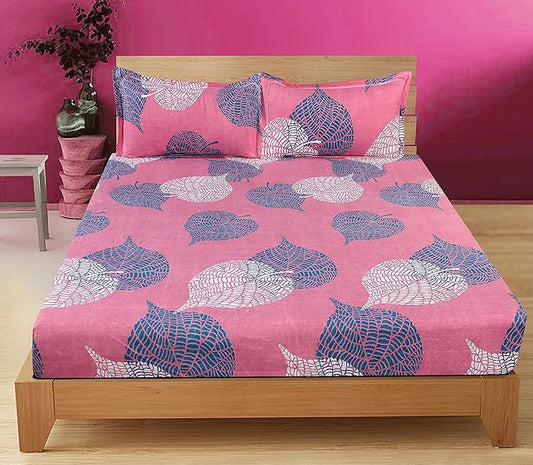 Floral Printed Cotton Bed Sheet with 2 Pillow Covers