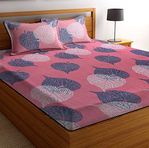 Floral Printed Cotton Bed Sheet with 2 Pillow Covers